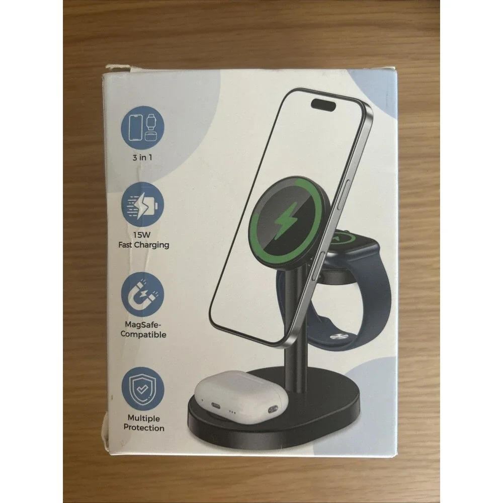 Hevanto 2025 3 in 1 Wireless Charging Station for Apple MagSafe Charger, 15W ...